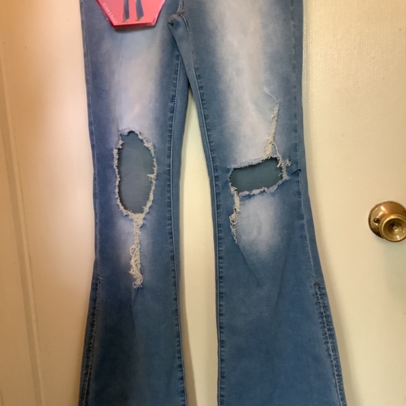 Vibe & Rant High Rise Flare Jeans NWT / Side Slit Detail - Picture 3 of 6